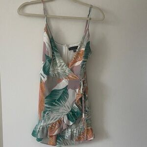 Tropical Print Wrap Top